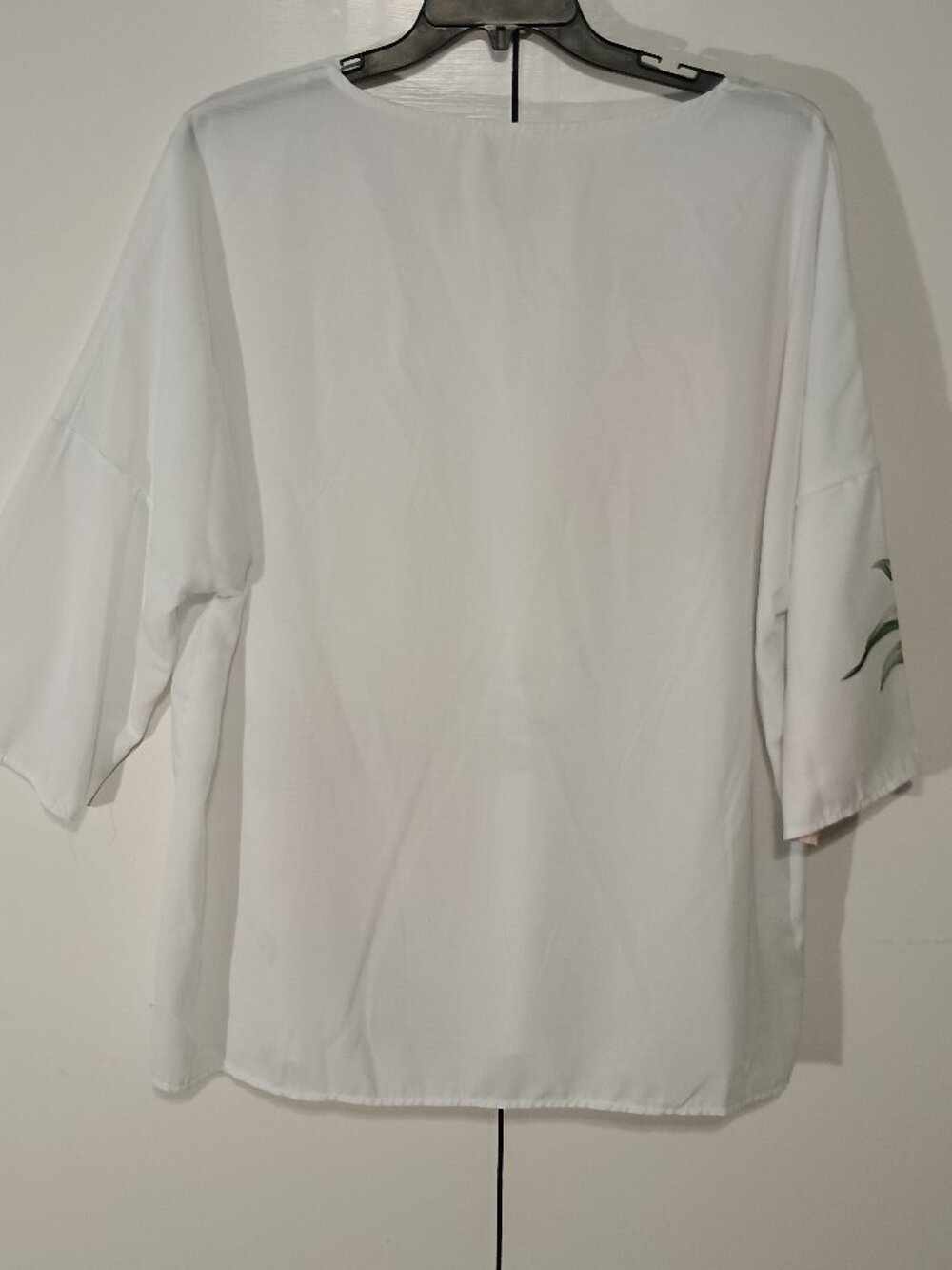 White Floral Babydoll Blouse 2XL 3/4 Sleeve Peplum Top Cottagecore Romantic Top - Picture 3 of 7